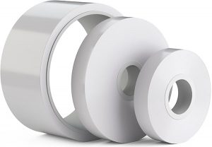 3 white rolls of tape, large, medium, small